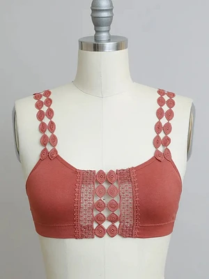 Bralette con apliques de encaje y ojos