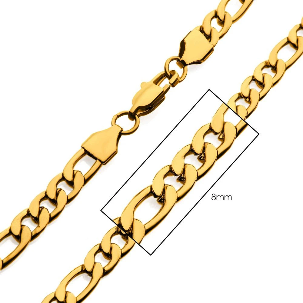 18K Gold IP Fagaro Chain 8mm 26"