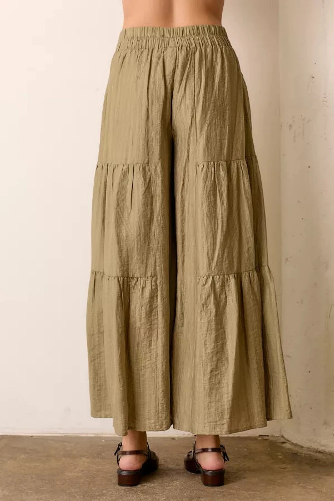 High Waist Tiered Wide Leg Pant