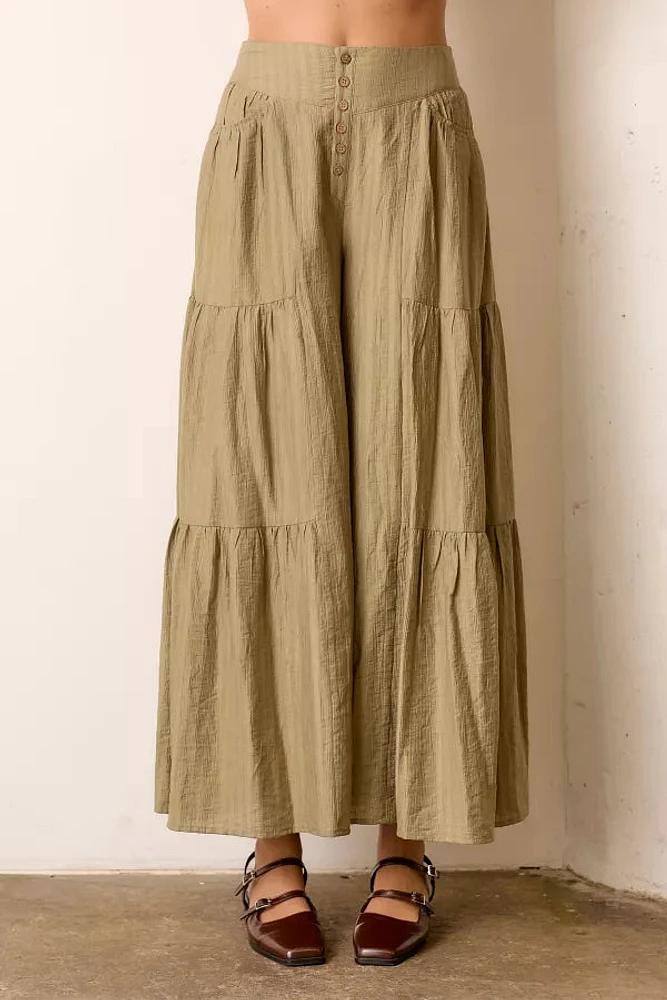 High Waist Tiered Wide Leg Pant