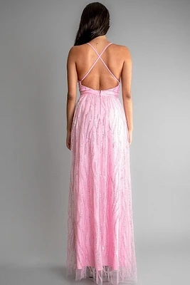 A Line Cross Back Maxi Dress