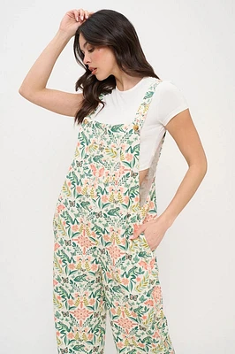 Whimsy Botanical Rainforest Print Overalls
