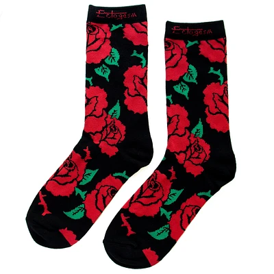 Tattoo Red Rose Crew Socks