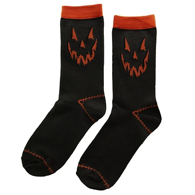 Gray And Orange Jack-O-Lantern Socks