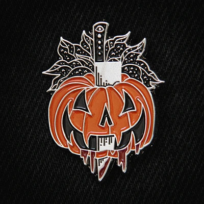 Stabbed Jack-O-Lantern Pumpkin Pin