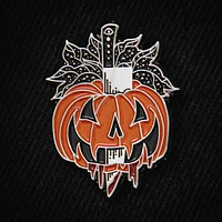 Stabbed Jack-O-Lantern Pumpkin Pin