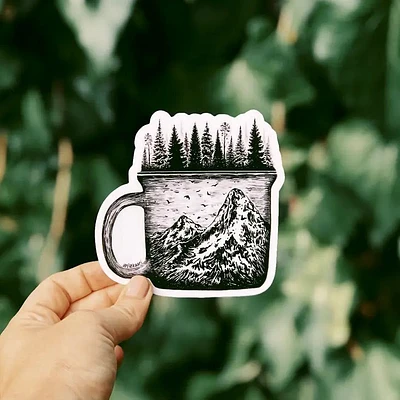 Forested Coffee Mug Sticker