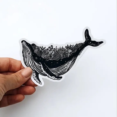 Coral Whale Vinyl Sticker