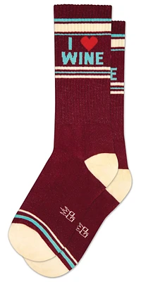 I Heart Wine Ribbed Crew Socks