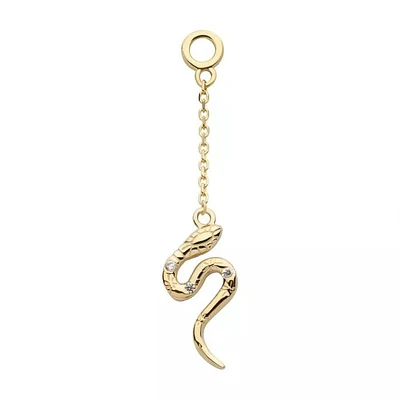 Charm De Serpiente En Cadena De 14 Quilates Con Cz