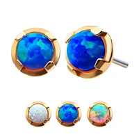 14Kt Yellow Gold Threadless Prong Set Opal Top