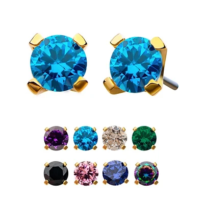 Broche CZ 3MM Or Sans Filetage