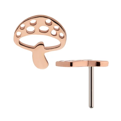 Or rose 14 carats sans fil avec dessus plat en forme de champignon.