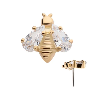 Bee With Prong Gems 14Kt Gold.