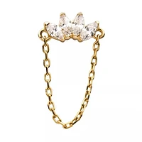 14Kt Yellow Gold Threadless Prong Set 4pcs Clear CZ Marquise Top with Dangling Chain