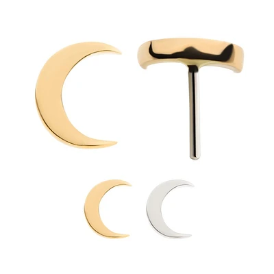 14Kt Gold Threadless with Crescent Moon Top