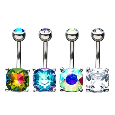 Square Gem 4 Prong Navel