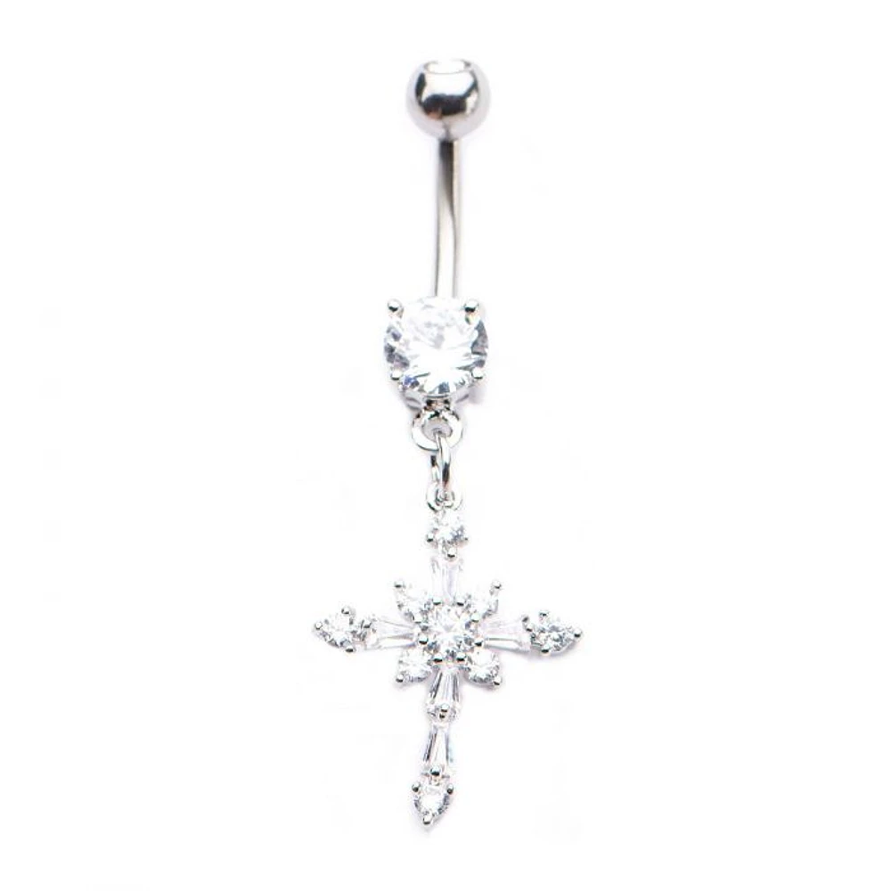 INTRICATE BAGUETTE CROSS GEM DANGLE