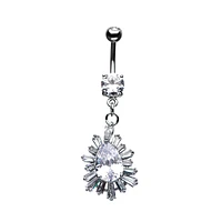 Teardrop Shape Navel With Rectangle Gems