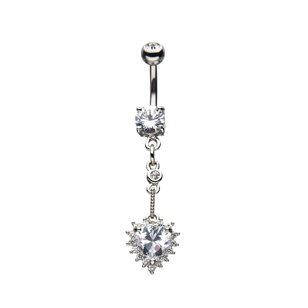 HEART GEM NAVEL W/CLEAR