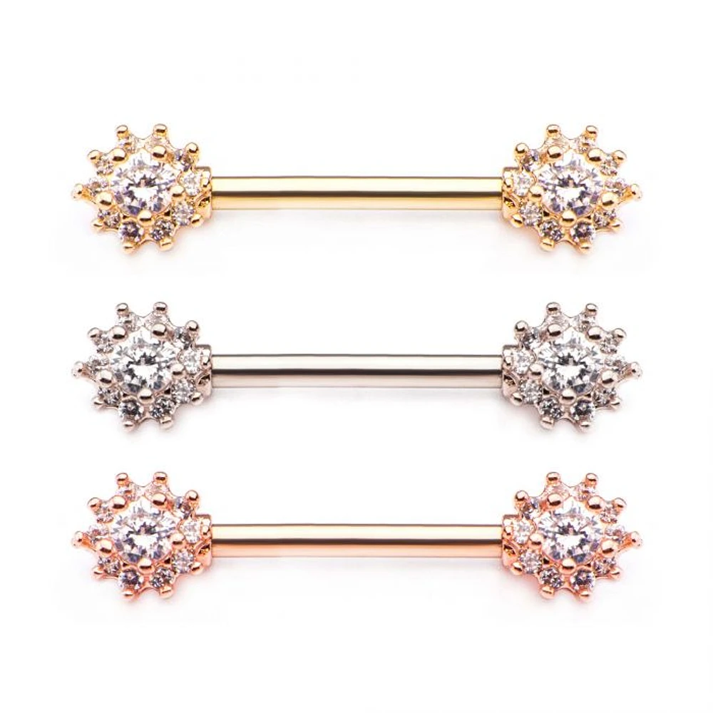 NIPPLE BAR WITH CLUSTERED GEM