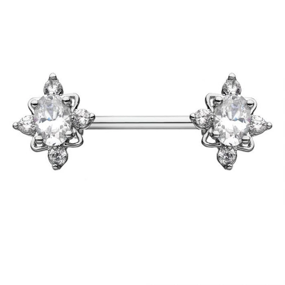 Oval CZ Flower With Metal Frame