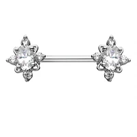 Oval CZ Flower With Metal Frame