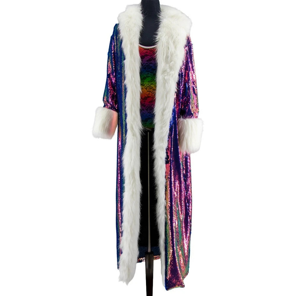 Duster Long Jacket With Faux Fur