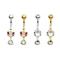 3 Prong Double Round CZ Dangle