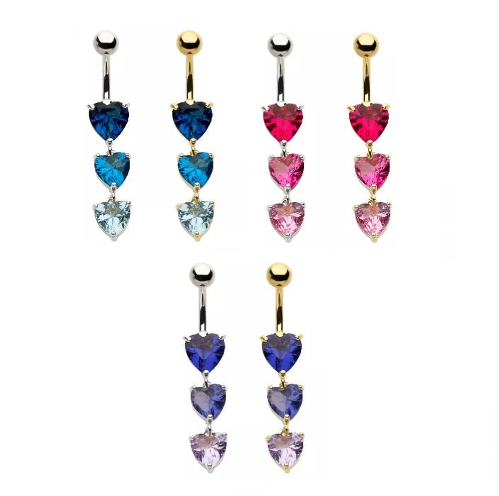 3 Heart Gem Multi Colour Dangle