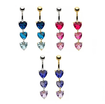 Colgante multicolor con gemas de 3 corazones