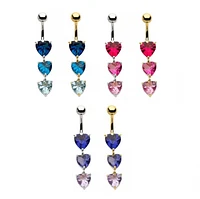 3 Heart Gem Multi Colour Dangle