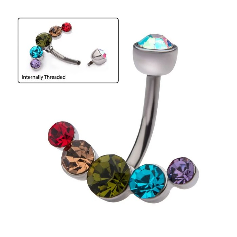 5 Bezel Gem Curved Navel