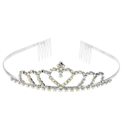 Tiara de princesa con corazón de diamantes de imitación