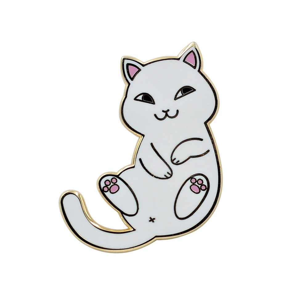 PLAYFUL WHITE CAT PIN