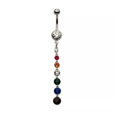 7 Bezel Set Gem Dangle Navel