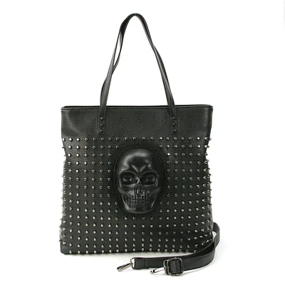 Bolso tote con tachuelas y calavera