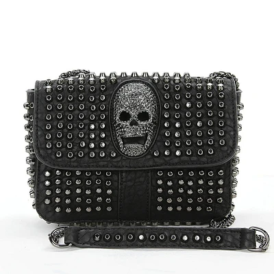 Studded Skull Head Small Shoulder Bag