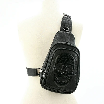 Skull Embossed Sling Bag