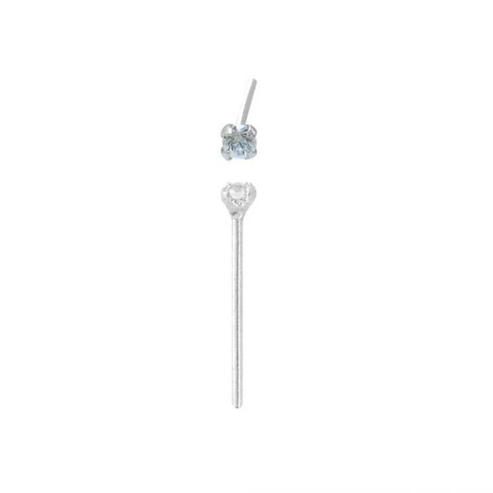 Prong Set 3mm Clear Gem Nose Pin