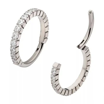 All Around Prong Cz Hinged Hoop