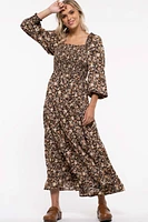 Tiered Square Neckline Maxi Dress