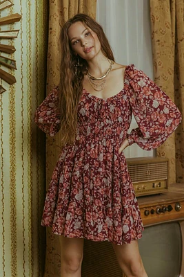 SQUARE NECK FLORAL DRESS