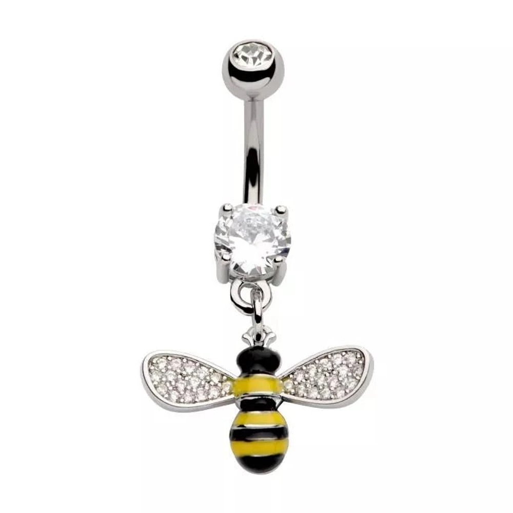 Bee Pave Gem Wings Navel