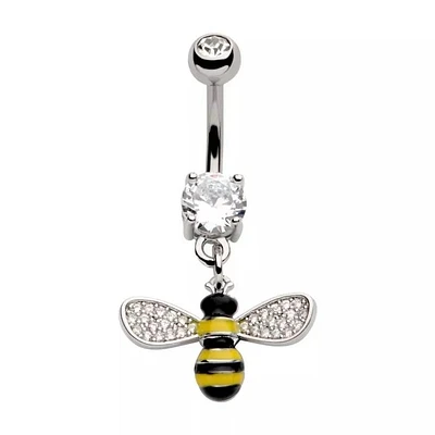 Bee Pave Gem Wings Navel