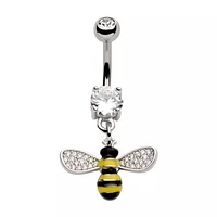 Bee Pave Gem Wings Navel