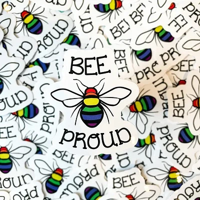 Abeja orgullosa LGBTQ+ Pegatina