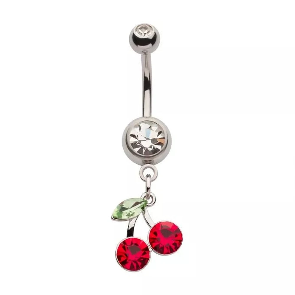 Cherry Bezel CZ Dangle Navel