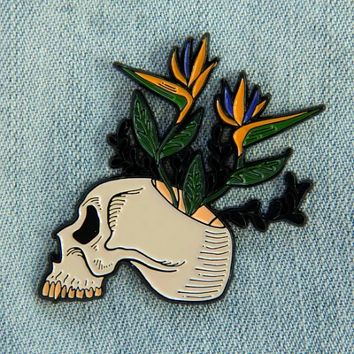 Birds Of Paradise Skull Pin