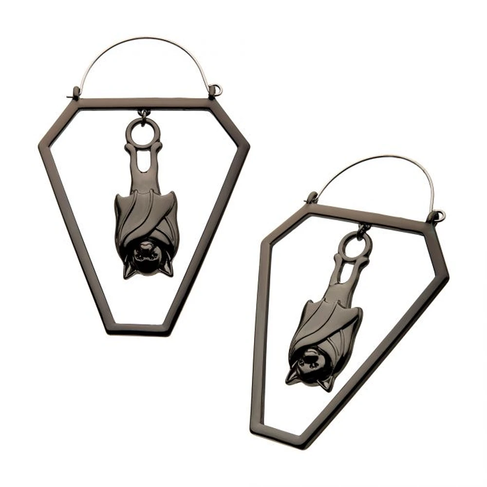 Black PVD Cut Out Bat in Coffin Plug Hangers